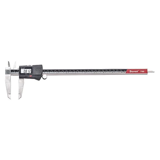 Starrett Stainless Steel Electronic Slide Caliper - 0-12" Range, .0005" Resolution, LCD Display, Fine Adjustment Thumb Wheel, in/mm Conversion - EC799A-12/300