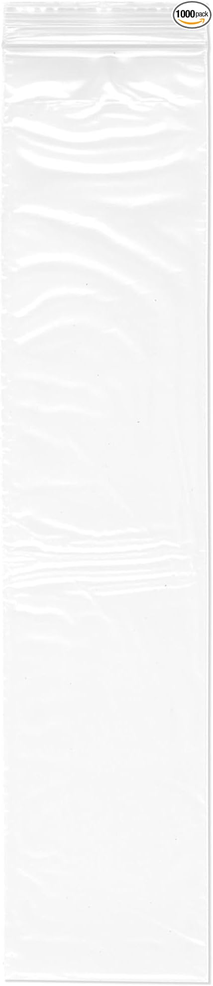 Plymor 3" x 14" (Case of 1,000), 2 Mil Zipper Reclosable Plastic Bags