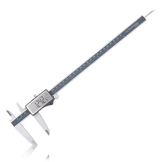 Clockwise Tools IP54 Grade Digital Caliper, DCLR-1205 0-12" /300mm, Inch/Metric/Fractions Conversion, Stainless Steel, Large LCD Screen