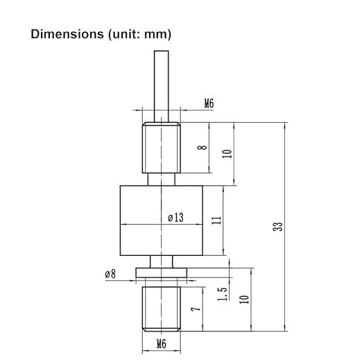 ATO 20kg Load Cell, Miniature Tension and Compression Load Cell Sensor, Metal-foil Strain Gauge M6 Thread Miniature Compression Force Sensor 20kg High Accuracy