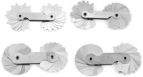 Radius Gauge Set ，4pcs Stainless Steel Radius Fillet Gauge Measuring Tool R0.3-1.5/ R1-6.5/ R7-14.5/ R15-25