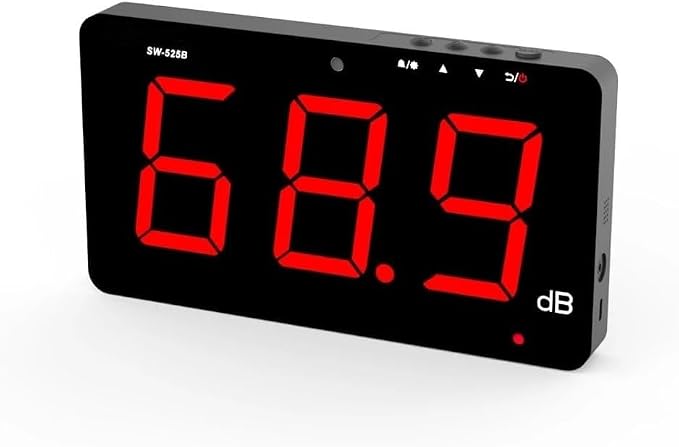 SW-525B Sound Level Meter Tester 30-130db,9.6in Screen LCD Display Wall Hanging Type Decibel Noise Measuring with Alarm (Sound Level Meter with Data Logger)