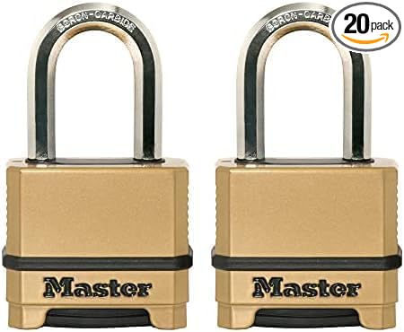 Master Lock Combination Padlock Gold | Heavy Duty | Weather Resistant | Resettable | For Outdoor Use | Pack of 20