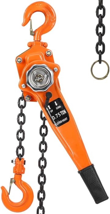 EliteEdge Manual Lever Chain Hoist - 0.5 Ton 5 Ft Lift, Mechanical Efficiency, Efficient Ratchet Mechanism, 2 Hooks, Heavy Duty Chain, 360° Rotation Hook