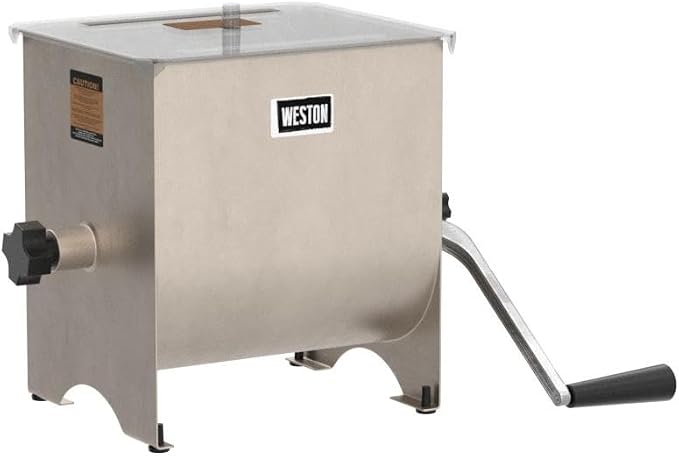 Weston 20 lbs Stainless Steel Meat Mixer for Adding Seasoning to Ground Beef, Burgers, Sausage, and Jerky, Silver (36-1901-W)