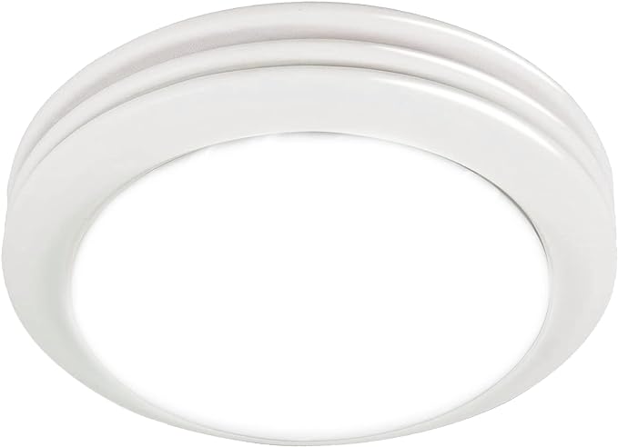 Akicon Ultra Quiet Bathroom Exhaust Fan with LED Light 80CFM 2.0 Sones Round Bathroom Ventilation Fan with Frosted Glass Cover Satin White Finish (Satin White)