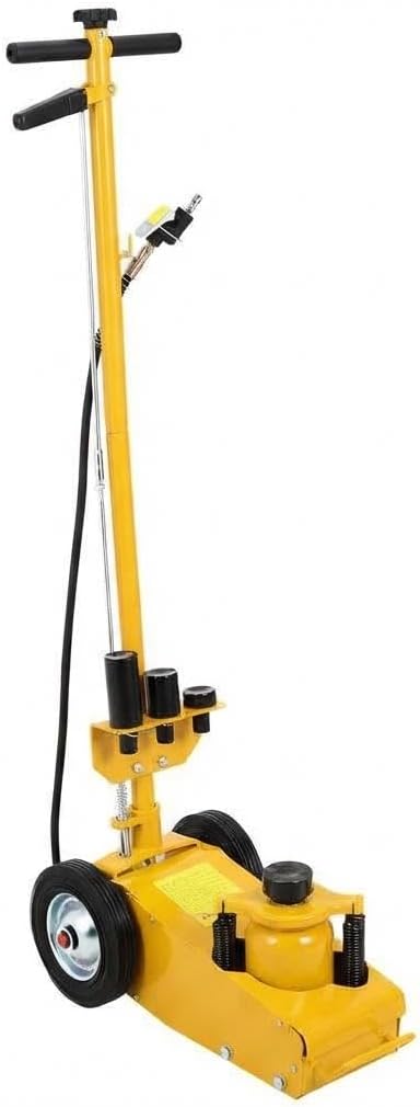 Air Hydraulic Floor Jack, 22-Ton(44,000 LBS) Low Profile 9 Inch Heavy Duty Jack for Trucks & Tractors, Dual Power Air/Manual Hydraulic with 4 Adapters, Adjustable 46" Handle & Rubber Wheels