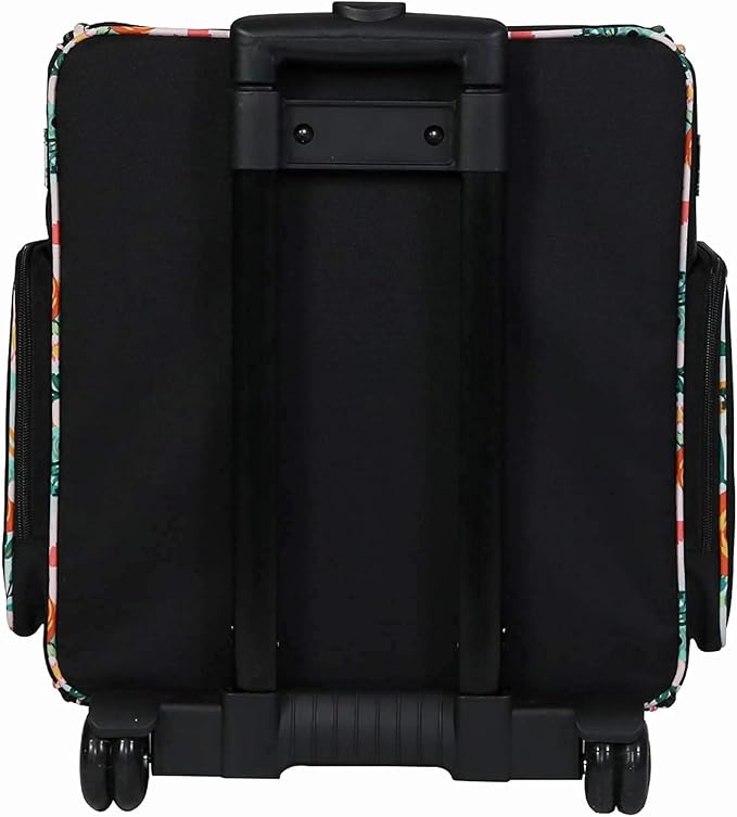 Everything Mary Rolling Scrapbook Tote – Black & Floral Trim Craft Bag with Wheels – Storage Organizer for Scrapbooking, Papercraft, Art Supplies & Craft Tools