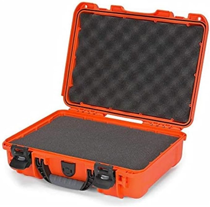 NANUK 910 Hard Case with Customizable Cubed Foam, IP67 Waterproof, Dustproof and Impact Resistant, 14.3” x 11.1” x 4.7”, Rugged Construction for Ultimate Protection, Made in Canada - Orange