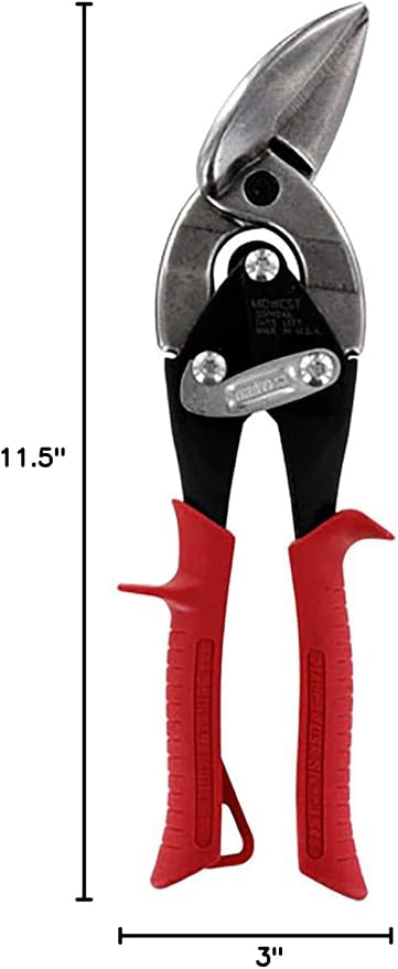 MIDWEST Special Hardness Aviation Snip - Left Cut Offset Stainless Steel Cutting Shears, Made in the USA - MWT-SS6510L