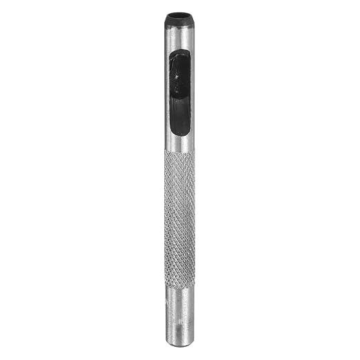 HARFINGTON Leather Round Hole Punch, 5mm Hollow Hole Puncher Cutter Carbon Steel Circle Hole Punching Cutting Tool for Belt/DIY Leather Craft
