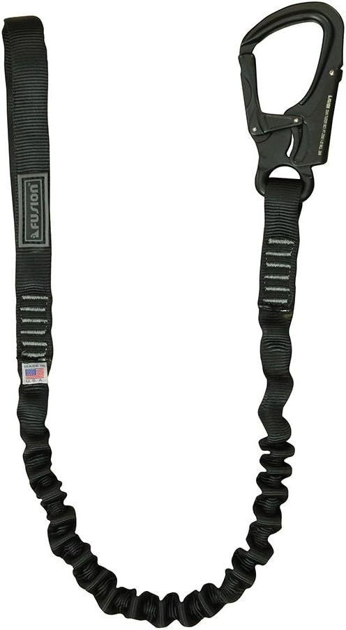 Fusion Tactical ProGlide Military and Police Helo Lanyard - 2ft Elastic Bungee, 23kN - Black, 24 inches