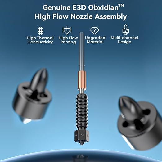 Creality K1C 0.4mm E3D Obxidian High Flow Nozzle - Hardened Steel With Multi-channel Design for K1 Max/K1/Ender 3 V3/Plus/SE/KE 3D Printers - 600mm/s High-speed