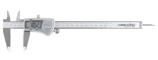 Accusize Industrial Tools Digital Caliper, 0-8''/0-200 mm Range by 0.0005''/0.01 mm Resolution, Large LCD, Ip54 Water Resistant, 2015-0200 | IP54 Water-Resistant, Stainless Steel, 0.0005 in/0.01 mm Resolution, ±0.03 mm Accuracy