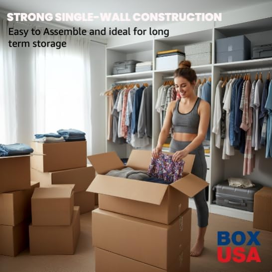 Box USA Wardrobe Moving Boxes Flat 36"L x 21"W x 10"H 10-Pack - Corrugated Cardboard Box for Shipping, Mailing, Packing, Packaging and Storage