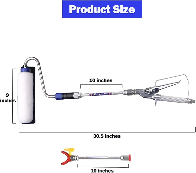 DUSICHIN Inner Feed Airless Paint Spray Roller Sprayer Gun Attachment Kit Accessories High Pressure Wand Power Roller 10 Inches Extension for Titan Graco Airless Paint Sprayer Aftermarket Parts DUS133