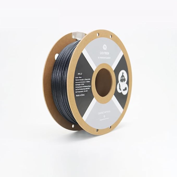 QIDI Official 3D Printer Filament, Carbon Fiber Reinforced PPS Material, 1.75mm Diameter & 0.75kg Spool, Heat-Resistant & Flame-Retardant, Industrial-Grade for Automotive & Aerospace Functional Parts