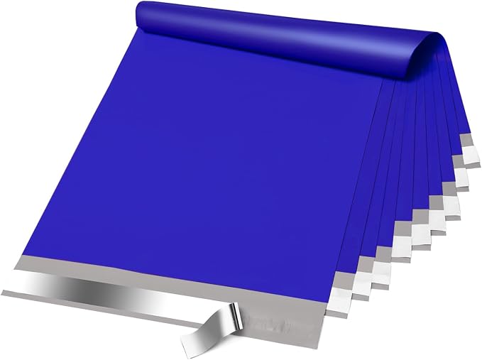 Fuxury Large Poly Mailers 14.5x19'' 100Pc, Waterproof Shipping Bags for Clothing, Strong Adhesive Mailers Poly Bags for Small Business Suppliers, Durable Shipping Envelopes Mailing Bags Blue
