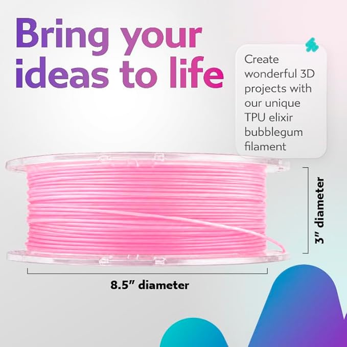 Cookiecad TPU Filament 1.75mm 1kg Iridescent Glitter 3D Printer Filament - Bubblegum Elixir TPU
