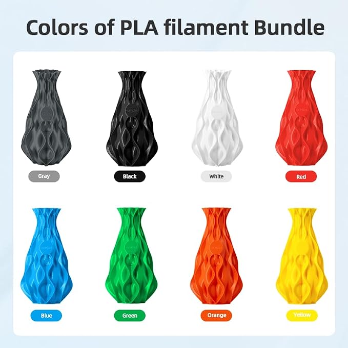 ERYONE PLA Filament 3D Printer Filament Bundle Multicolor 1.75mm +/- 0.03mm, PLA Filament 250g Spool, 8 Rolls, Versatile Colors