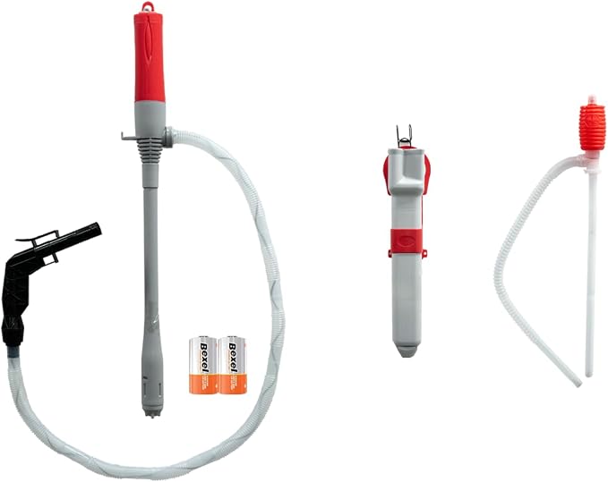 [LITE DELIGHT] Portable Water & Fuel Transfer Pump Set, Powerful D Battery Operated Pump With Auto Stop, Automatic Pump With Storage Case, Manual Siphon, 39.5" Extra Long Hose Fits All Size Cans