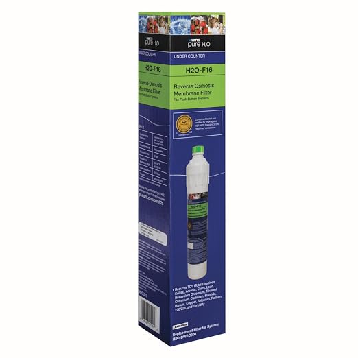 Watts Premier H2O-F16 Pure H2O 50 GPD (Gallons Per Day) RO (Reverse Osmosis) Semi-Permeable Membrane Filter Replacement for H2O-DWUF300 Under Counter Water Filtration Systems, Push Button Design