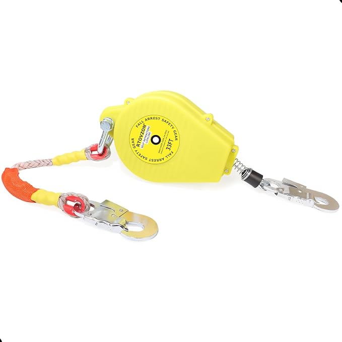 33FT Self Retracting Lifeline, RTOVZON Retractable Safety Lanyard, Yoyo | Steel Wire, Fall Arrestor, Srl Fall Protection, Retractable Lanyard, Safety Harness Fall Protection Kit, Safety Harness Yoyo