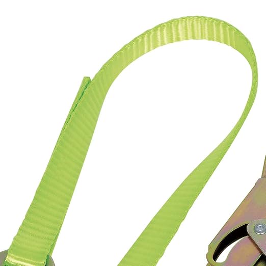 Peakworks Restraint Lanyard with Snap and Form Hooks - Lightweight, 1" Wide Heavy Duty Polyester Webbing, Hi-Vis Green - Use for Inspection Work, Construction, Demolition & Maintenance - 4 Ft Length