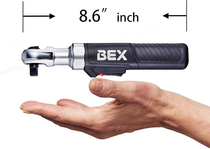 BEX 44pcs 2-in-1 3/8" Electric Ratchet Wrench and 1/4" Right Angle Screwdriver Kit for Tight Spaces USB-C Rechargeable, Socket & Bit Kit