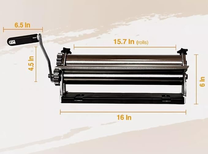 15.75in (40cm) Chrome Dough Laminator – Manual Pasta Maker for Noodles, Breads, Pizza, and Pastry – Adjustable Thickness Control, Durable Cast Iron and Steel Construction