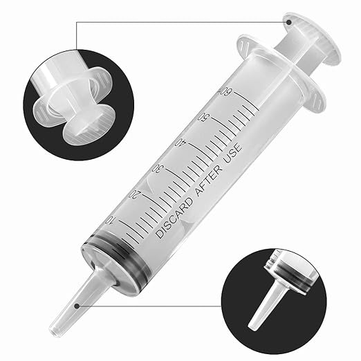 12 Pack 60ml Plastic Syringes, Individually Sealed with Measurement & Cap for Feeding Pets, Liquid, Jello Shots, Lip Gloss, Paint, Epoxy Resin, Oil, Watering Plants, Refilling (60ml, Plastic)