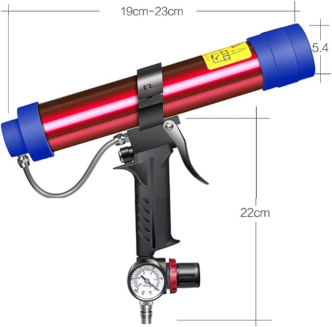 Shkalacar Glass Glue Gun, Adjustable Pneumatic Air Rubber Gun Tool 310ml Hard Glue Sealant Applicator Caulking Gun Tool, Windows Repair Instrument Hard Glue Sealant Applicator Caulking