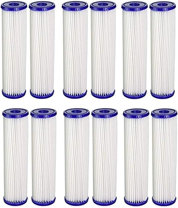 CFS – 10" x 2.5" Pleated Sediment Water Filter Cartridges Compatible with Pentek S1 Models – 20 Micron Replacement Filter – Removes Bad Taste & Odor – Whole House Filter – 12 Pack
