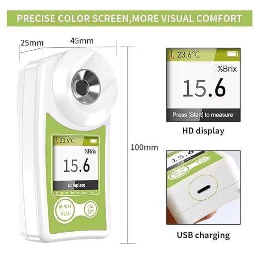 Digital Brix Refractometer, 0–55% ATC Sugar Content Meter, ±0.2% Precision, Handheld Tester for Fruit, Juice