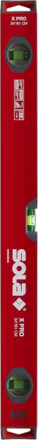 SOLA LSX482410 X PRO Aluminum Box Profile Spirit Level Set with 60% Magnified Vials, 10, 24 & 48-Inch , Red