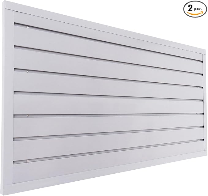 FRAYSCENT Slat Wall Paneling Garage Wall Organizer, Slatwall Panels Garage Tool Organizer Wall Mount Garage Slat Wall Storage Systems, Slat Board PVC Wall Panels Garage Storage (Grey, 4ftx2ft)