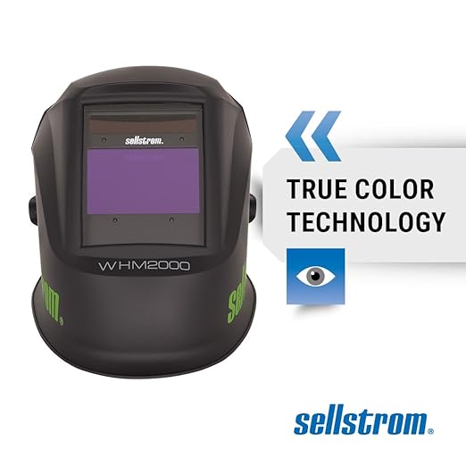 Sellstrom Welding Helmet, S26200 - Advantage Plus Series with ADF, Lightweight, Ergonomic, Nylon Shell, Blue Lens Technology, Weld and Grind Modes, Black and Green