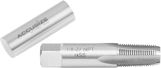 Accusize 1/8"-27 HSS Taper Pipe Tap - NPT, NPT-18 | 1/8"-27, 4 Flutes, 2-1/8" OAL, HSS Taper Pipe Tap - NPT