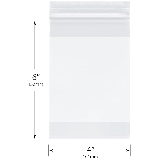 Plymor 4" x 6" (Pack of 500), 4 Mil with White-Block Heavy Duty Zipper Reclosable Plastic Bags