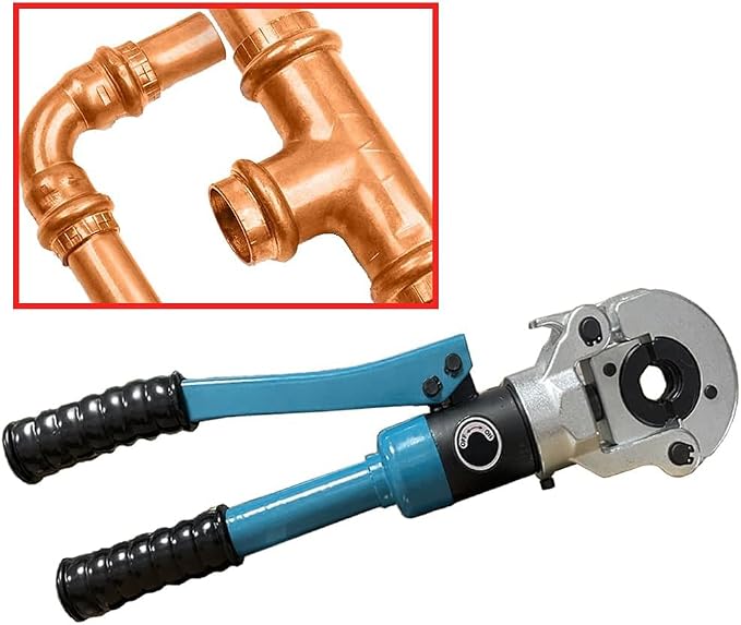 Hydraulic Copper Tube Crimping Tool, Copper Pipe Fittings Crimping Plumbing Tools, Crimper Plumbing Pressing Tool, with 1/2", 3/4" and 1" Jaws