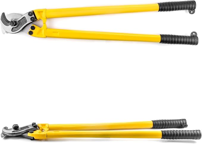 QWORK 24 Inch Shear-Cut Cable Cutter - for Soft and Hard Steel Cable, Wire Rope