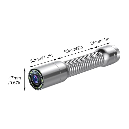 Sanyipace Sewer Inspection Camera Probe, 0.67in/17mm Camera Lens, 8pcs LED Lights, 1000TVL, IP68 Waterproof (ONLY for Sanyipace Sewer Camera, Model: S8417D)