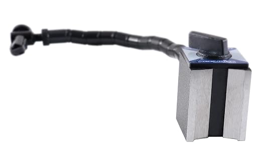 Accusize Industrial Tools - 176 lb Flexible Magnetic Base for Industrial Precision Indicators, P900-S304 | On/Off Switch, V-Groove Bottom, 12" Flexible Arm, M8 x 1.25 mm Tapped Hole