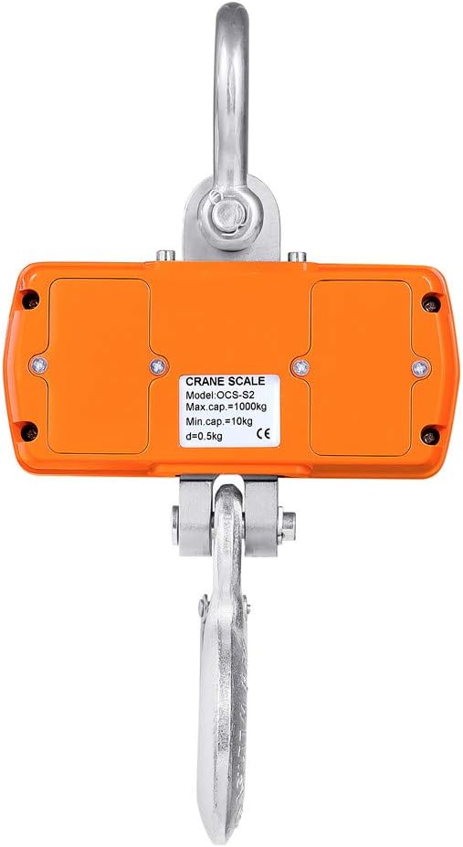 Klau 1000kg 2000 lb Crane Scale Orange | Heavy Duty, Hanging Scale, Touch Key LCD Display, With Remote
