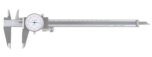 Accusize Industrial Tools 8''/200 mm by 0.001''/0.02 mm Dual Needle Precision Dial Caliper Stainless Steel in Fitted Case, Imperial/Metric, P920-S238 | 0.001 in/0.02 mm Resolution, +/-0.001 in/0.03 mm Accuracy, Hardened Stainless Steel, Fitted Case