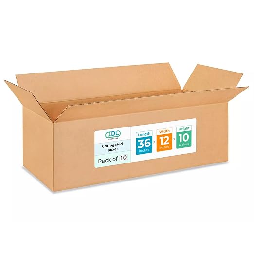 Large Shipping & Moving Boxes 36x12x10 inches (10-Pack) - Extra Strength 200 lb vs Regular - USA-Made Corrugated Boxes for Packaging Moving Stuff - Durable Shipping & Moving Box by IDL Packaging
