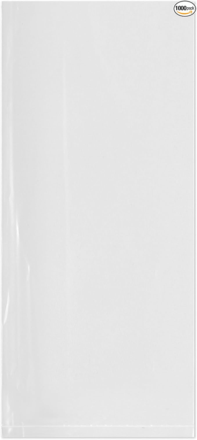 Plymor 8" x 18" (Case of 1,000), 2 Mil Flat Open Clear Plastic Poly Bags
