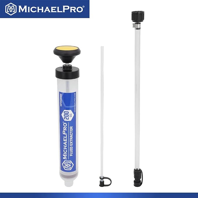 MichaelPro Fluid Extractor and Oil Pump for Oil Transfer, 200cc Fluid Pump Syringe to Extract and Refill, Anti-Leak Cap, Transparent Cylinder & Clear Markings for Intuitive Liquid Changing - MP009082