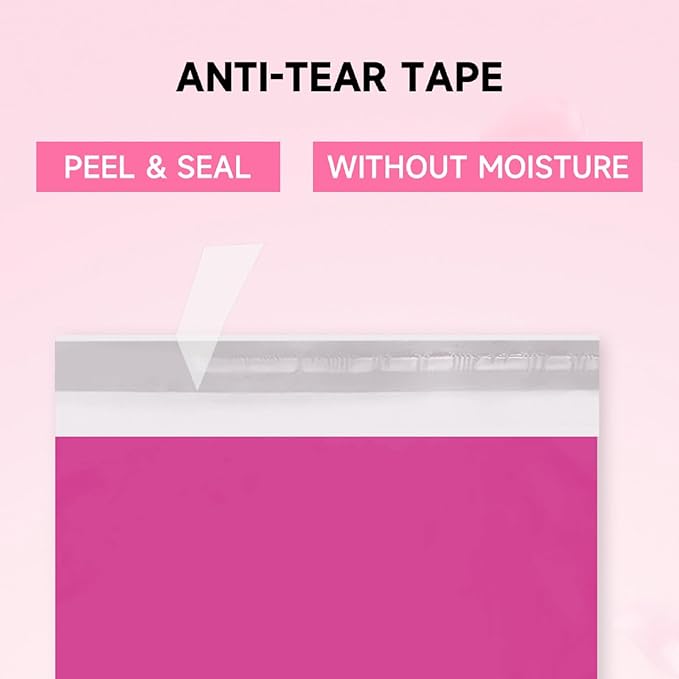 Pink Poly Mailers 10x13 Inch, 100 Pack | Self-seal shipping bags with secure adhesive; for boutiques, shirts, socks, accessories, documents, and ecommerce orders