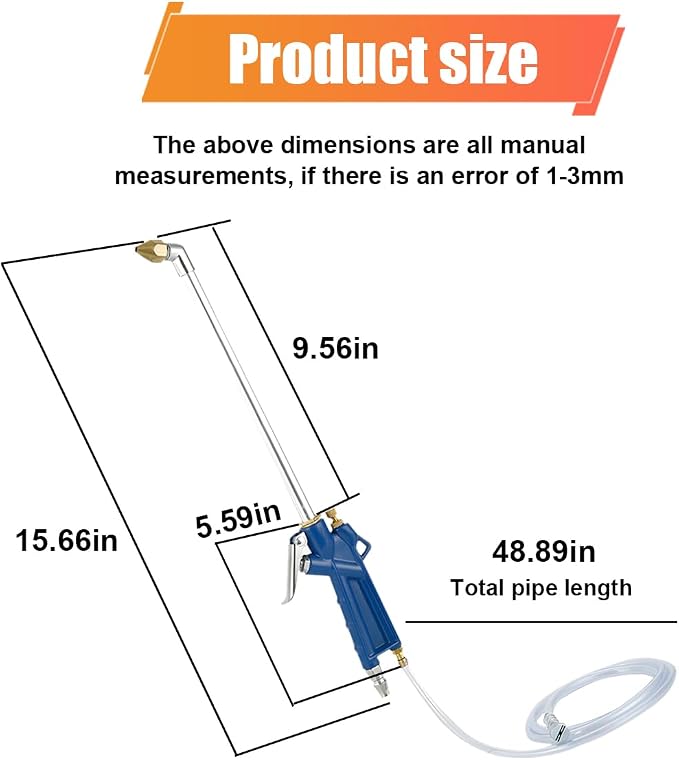 Air Engine Cleaning Spray Gun with 4Ft Hose- High Pressure Pneumatic Cleaning Sprayer Auto Water Cleaner Nozzle Hose Wash Spray Tool- Air Blow Gun Car Engine Dust Cleaner Tools (Bend Head)